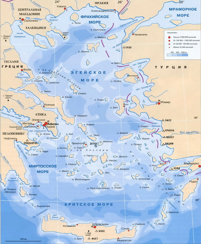 Эгейское море карта