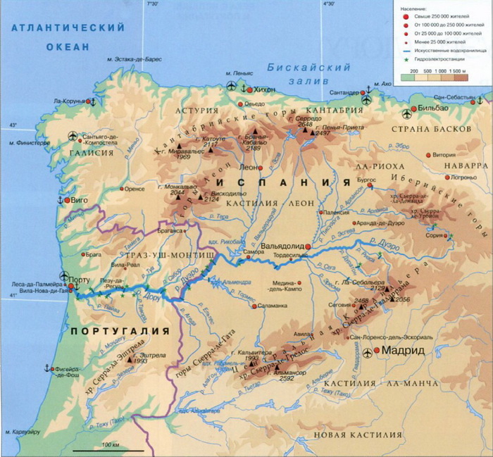 река Дуэро (Дору) карта