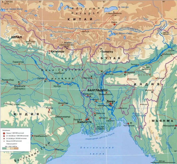 река Брахмапутра, карта