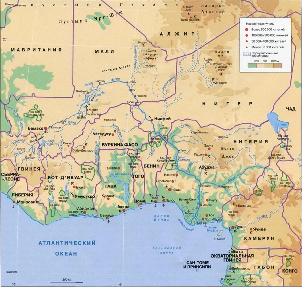 Река Нигер на карте