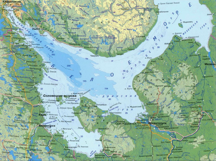 Белое море карта