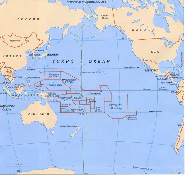 Тихий океан карта