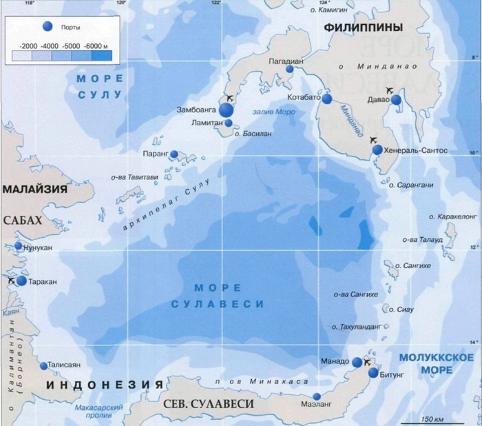Море Сулавеси карта